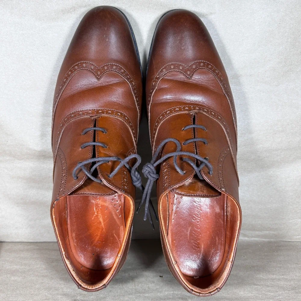 Wolf & Shepherd Men's Senna Oxford Size 12 Wingtip Broque Maple Honey Dress Shoe